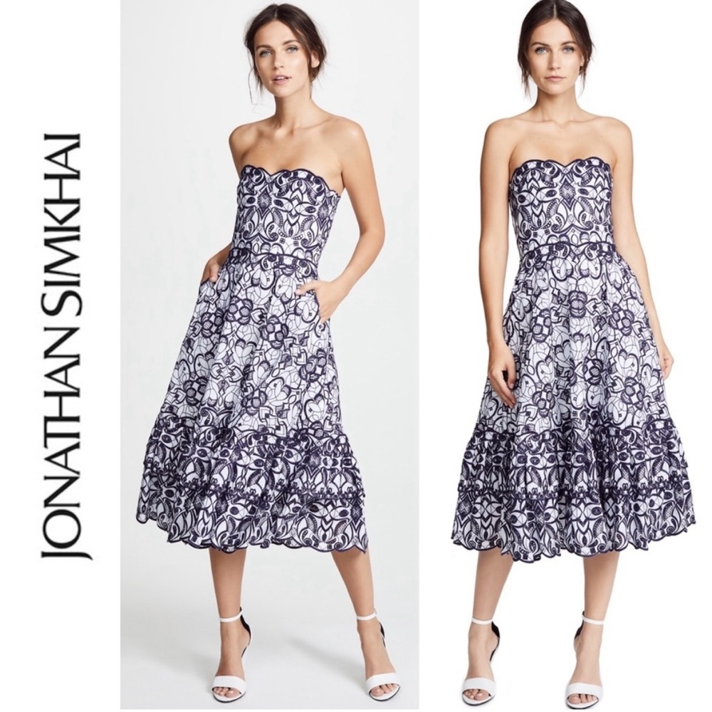 NWT Jonathan Simkhai Embroidered Bustier Dress
